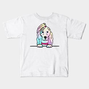 Tie Die Dog With Pony Tail Kids T-Shirt